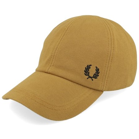 Fred Perry - Béžová unconstructed Kšiltovka - Pique Classic Cap Dark Caramel/Black Dad Cap @ Hatstore