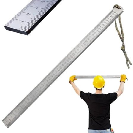 Kraftig linjal i rostfritt stål 20 tum & 50 cm dubbelskala mätverktyg