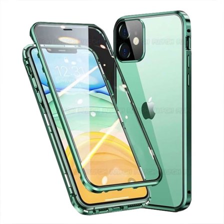 TG iPhone 12 Mini - Tyylikäs Ohut Magneettinen Kaksiosainen Kotelo Vihreä