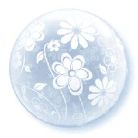 Bubblaballong vita blommor - Partyninja.se