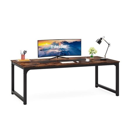 Metallirunkoinen työpöytä 200 × 100 cm – Ruskea/Musta