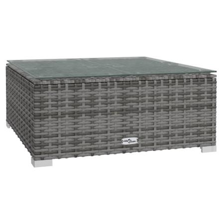 Vidaxl Trädgårdsbord Grå 60x60x30 Cm Konstrotting Och Glas Grå