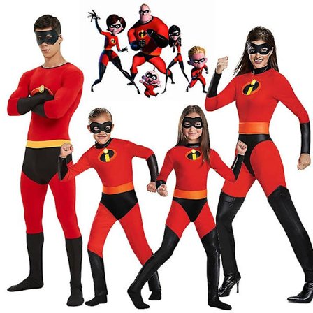 The Incredibles Kostym Jack Paar Cosplay Jumpsuit Incredibles Bob Paar Cosplay Vuxna Barn Strumpbyxor Mask Set Halloween Kostym Män-Xin