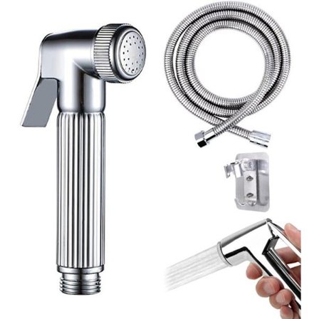 Toilet håndbrusersæt - inkluderer 1,5 meter slange, vægmontering - sølv - egnet til badeværelser og køkkener.