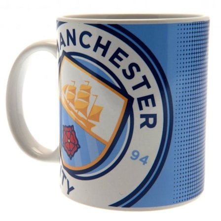 Manchester City FC Stor Crest Mugg En Storlek Sky Blue