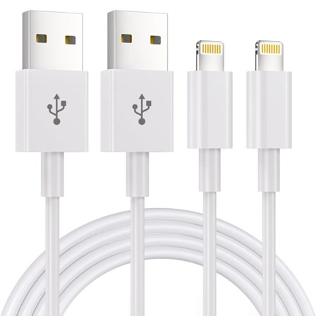 2-pak 1,8 m opladerkabel [Apple MFi-certificeret] 2,4 A Lightning til USB hurtigopladningskabel til iPhone