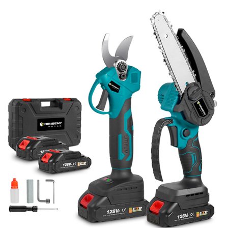 30 mm elektrisk sekatör + 6-tums sladdlös motorsåg set med 2 batterier