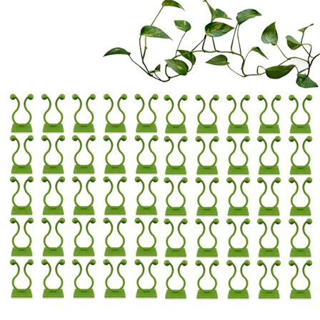 50 stk. Planteklemmer til væg, grønne usynlige planteklemmer til klatreplanter med selvklæbende krog, vægmonterede vinstokke og grene (20 mm)