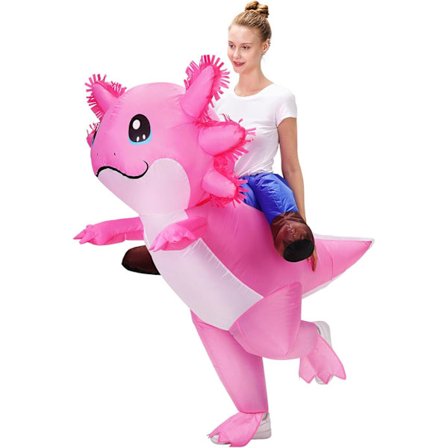 2025 Seneste Model Axolotl Kostume Oppustelig Kostume til Voksne Halloween Kostumer Luft Oppustelige Kostumer Sjov Ride på Axolotl Kostume til C