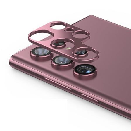 ENKAY Samsung Galaxy S22 Ultra alumiininen kameran linssisuoja - Tummanpunainen Red