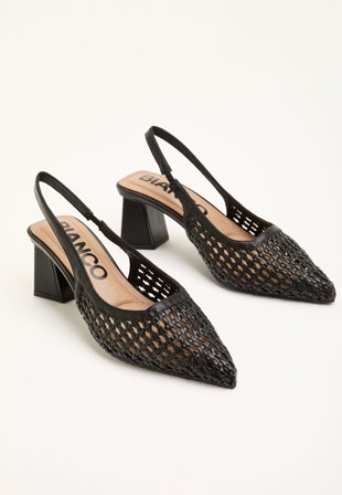 BIANCO - Biamaralyn Slingback Weaved Faux Leather - Black
