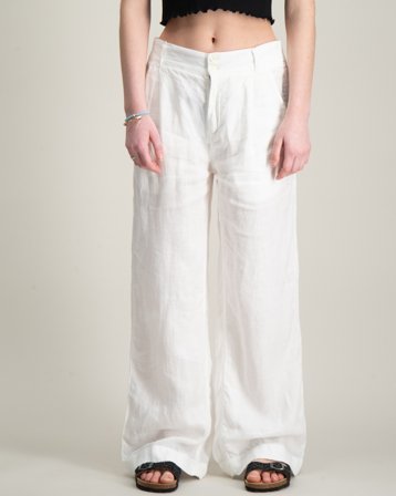 GANT WIDE PLEATED LINEN PANTS Valkoinen Housut Tytöt - Kids Brand Store