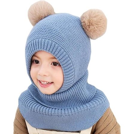 Varm vintermössa med dubbla tofsar för barn, 48-52 cm