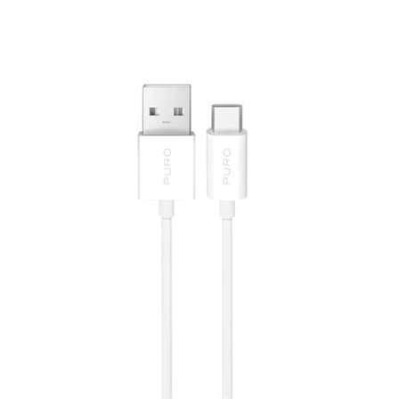 Puro 10W TPE USB-A - USB-C-kabel 2m - Vit
