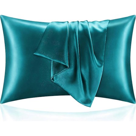 Satin Silk Örngott för Hår och Hud, Teal Örngott Standard Storlek Set med 2 Pack, Supermjukt Örngott med Kuvertstängning (51x102 cm)