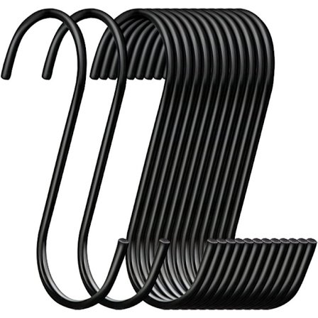 12 kappaletta S-koukkuja, jotka sopivat ripustamiseen, liukumattomat kumipäällysteiset S-koukut