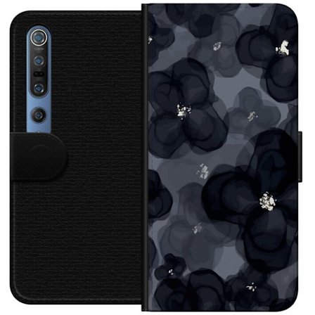 Kompatibelt Lommeboketui til Xiaomi Xiaomi Mi 10 Pro 5G Abstrakt mørkt blomstermønster i svartgrå toner med en elegant og dramatisk følelse