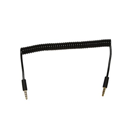 3,5 mm hann til hann jack 4-polet forlengelseskabel for aux-lyd, spiralformet, 1,5 m
