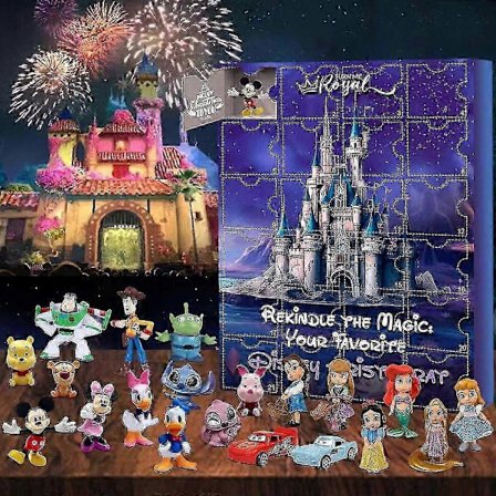 Disney Mickey Mouse 24-dages Julekalender med Håndlavede Ornament Overraskelsesæsker