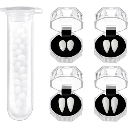 Par Vampire Tenner Tenner Fanger Cosplay Rekvisitter Halloween Kostyme Rekvisitter Festgaver med Tannlim (13mm, 15mm, 17mm, 19mm)