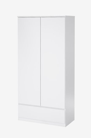 Tvilum - Naia Garderobeskab med 2 døre + 1 skuffe - Pakke - Hvid - Garderobeskab - Fra Homeroom