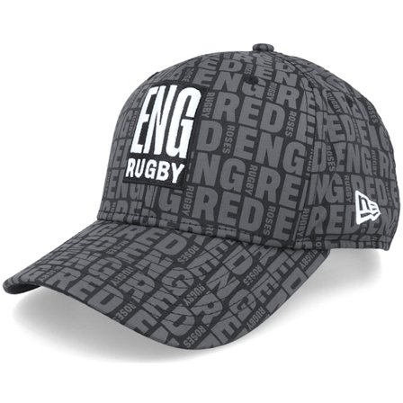 New Era - England Rugby All Over Print 9FIFTY Stretch-Snap Black Adjustable Adjustable Black Cap - @ Hatstore