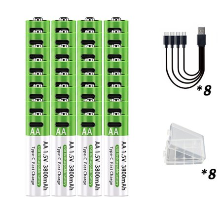 LIKEKALA Li-ion AA ladattavat akut USB Lithium-ion 3800 mAh 1,5 V AA ladattavat akut + datakaapeli ja tallennuslaatikko