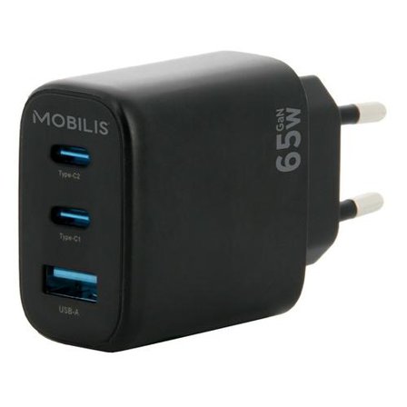 MOBILIS strømadapter - GaN - USB, 2 x USB-C - 65 watt