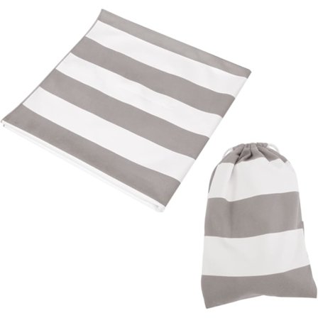 Gråt strandhåndklæde stor størrelse stribet mønster hurtigtørrende vaskbart til udendørs indendørs brug