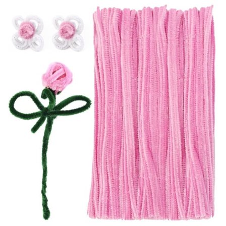 /HH/100 Chenille-langan DIY-askarteluun, suuret piippurassit luoviin koristeisiin (vaaleanpunainen) [ZHE]