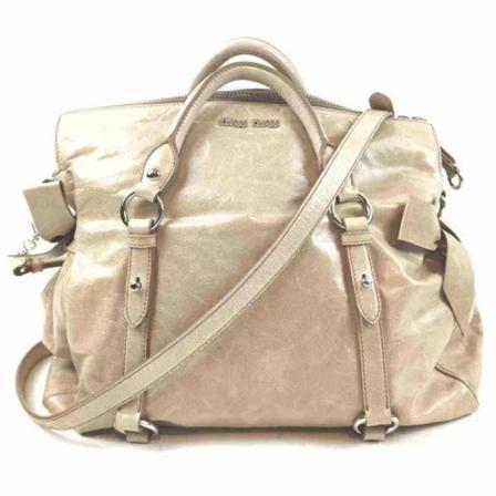 Miu Miu Pre-owned, Pre-owned Leather shoulder-bags Beige, Dames, Maat:ONE Size,leer