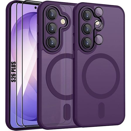 Hybridcover - BOOLING - til Samsung Galaxy S26 Plus - med magnetisk ring - 2 glas - Lilla