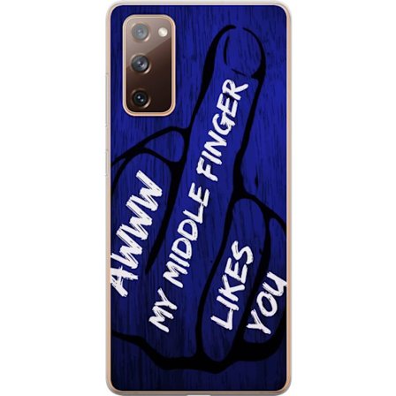 Kompatibelt Mobildeksel til Samsung Galaxy S20 FE Mørk typografisk illustrasjon med hjerteform og budskap om vennskap mot dyp blå tretekstur