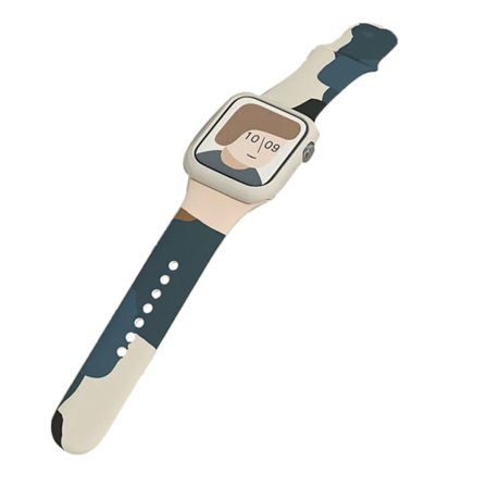 Silikonklockarmbandersättning Färgtryck Snabbkoppling Armbandsur Rem för IOS Watch 6 7 Cloud Ink Blue 42/44/45MM