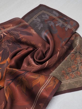 7Days Silkeskjerf Brun-Gammelrosa 53x53