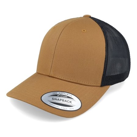 Yupoong - Brun trucker Caps - Retro 2 Tone Caramel/Black Trucker @ Hatstore