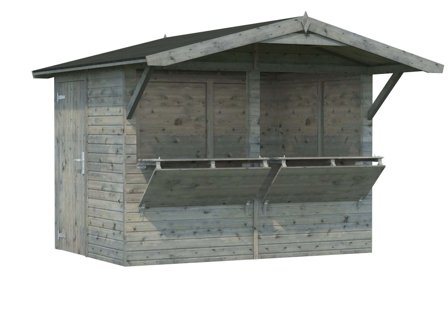 Palmako Stella Kiosk 5,2 m²/inv. 5 m², utan golv, grå, impr., Stugor & förråd