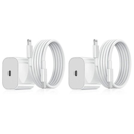 2-pack - Laddare för iPhone - Snabbladdare - Adapter + Kabel 20W Vit 2-pack iPhone