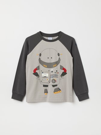 Polarn O. Pyret Långärmad t-shirt robot - 92 - barnkläder - grey