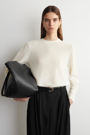 COS Damen Pullover Aus Mohair-Mix Mit Zickzackmuster - Weiss