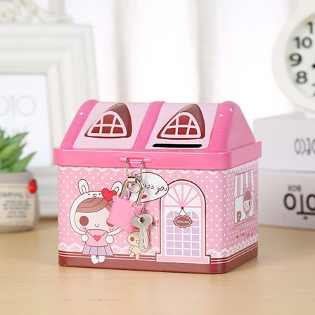 Elf S-23 Plåtburk Hus Barntecknad Spargris