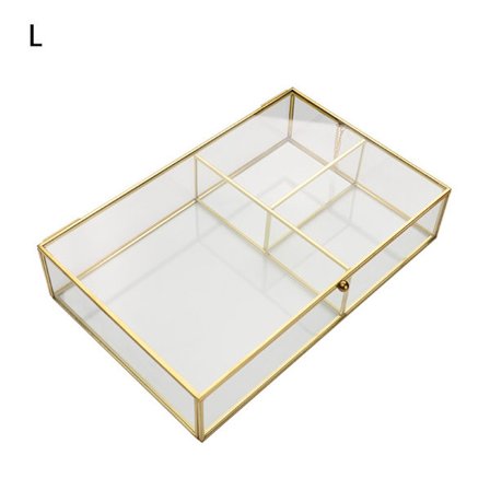 Geometrisk glas smyckeskrin Smycken Organizer Hållare Bordsskiva Suckulent växter Container Hem Smycken Förvaring