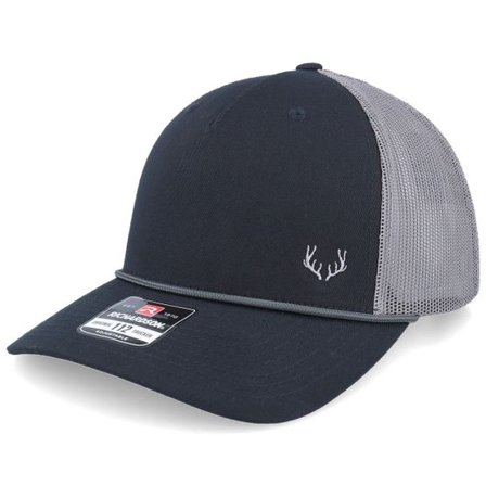 Hunter - Svart trucker Keps - Tiny Deer Antlers 112fpr Split Black/Charcoal A-Frame Trucker @ Hatstore