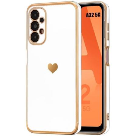 Fodral till Samsung Galaxy A32 5G Silikon Vit Hjärtmönster Stötsäkert Anti-Scratch Mjuk Vit