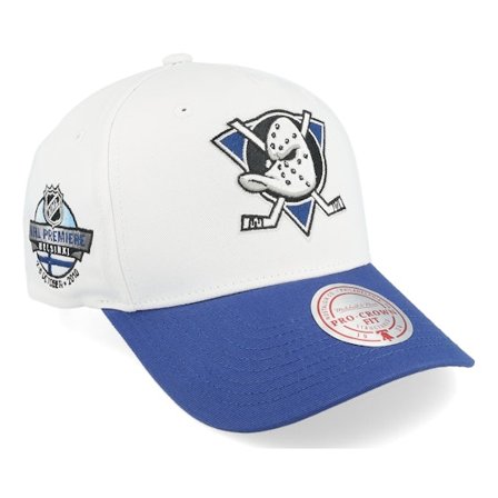 Mitchell & Ness - NHL Branco adjustable Boné - Hatstore Exclusive x Anaheim Ducks NHL Premiere Pro Crown White/Blue A-frame Adjustabe @ Hatstore