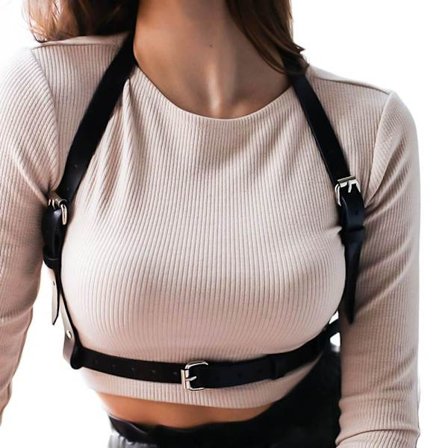 Imiteret læderselebånd Bælter Kvinder Undertøj Body Bondage Cage Sculpting Sele