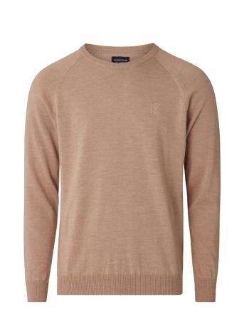 Dean Merino Crew Neck Sweater Tops Knitwear Round Necks Beige Lexington Clothing