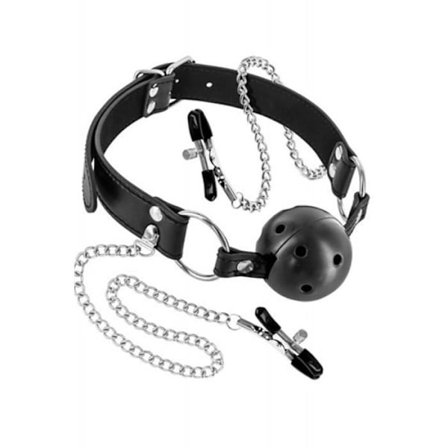 Baillon bold med huller med brystklemmer TU Sort