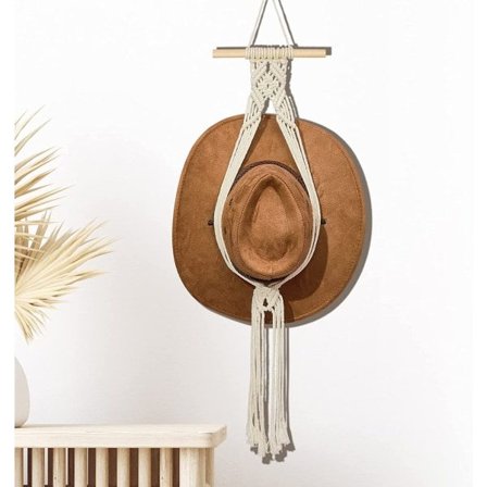 IC Macramé Hatthängare Hatthållare för Vägg Bohemisk Kvinna Hatthylla