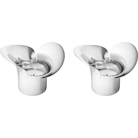 Georg jensen Bloom Botanica fyrfadsstager, 2 stk. - Blankt stål | KitchenOne